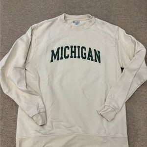 Brandy Melville Michigan Crewneck Sweater in Cream